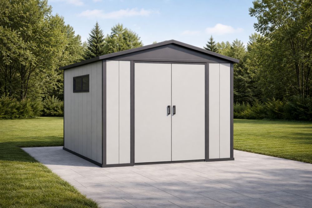 Abri de Jardin en Acier Galvanisé Gris/Blanc 303x237x210 cm