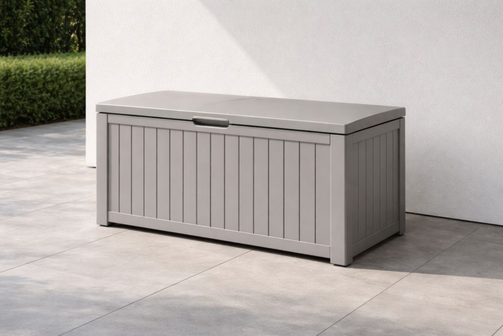 Coffre de rangement en plastique gris 120x50x60 cm