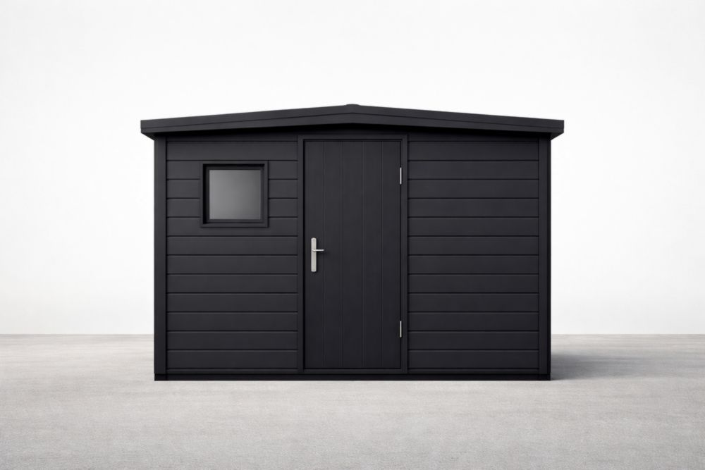 Abri de jardin en résine noire avec porte et fenêtre