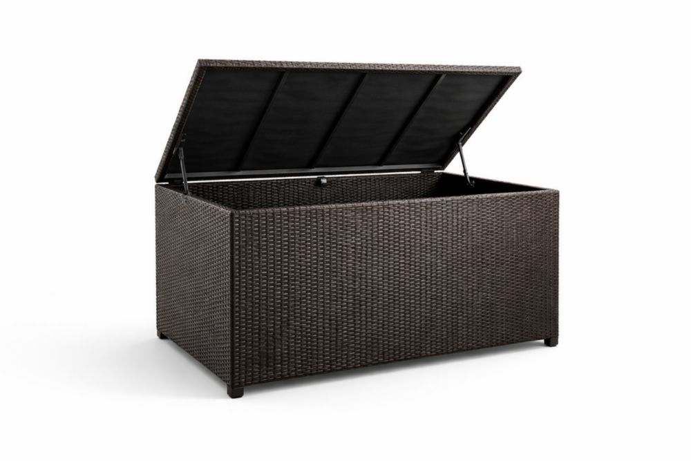 Coffre de Rangement Extérieur Résine Tressée Marron 120x60x60 cm