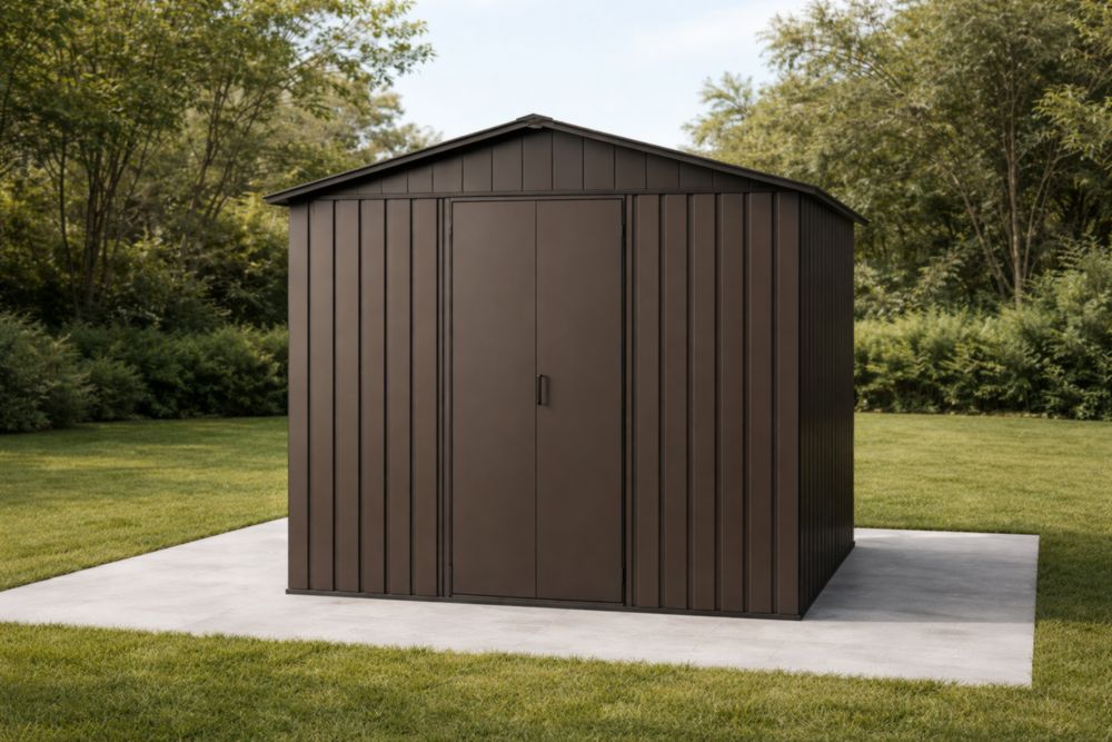 Abri de jardin en métal marron 203x117x192 cm avec double porte