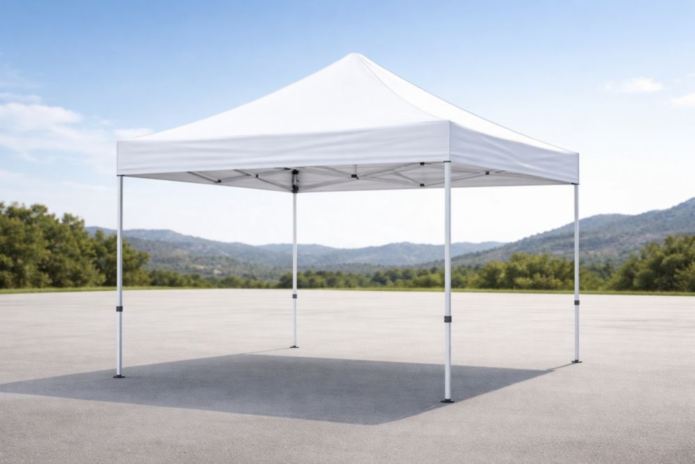 Tente pliante extérieure blanche en polyester avec cadre en aluminium