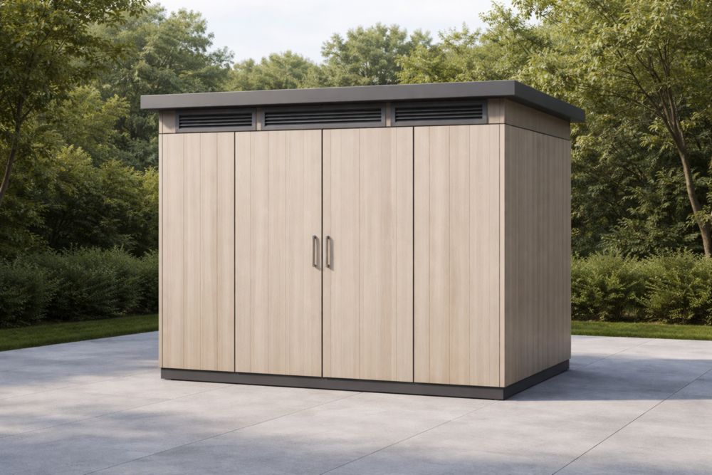 Abri de jardin en bois composite beige avec ventilation 300x200x220 cm