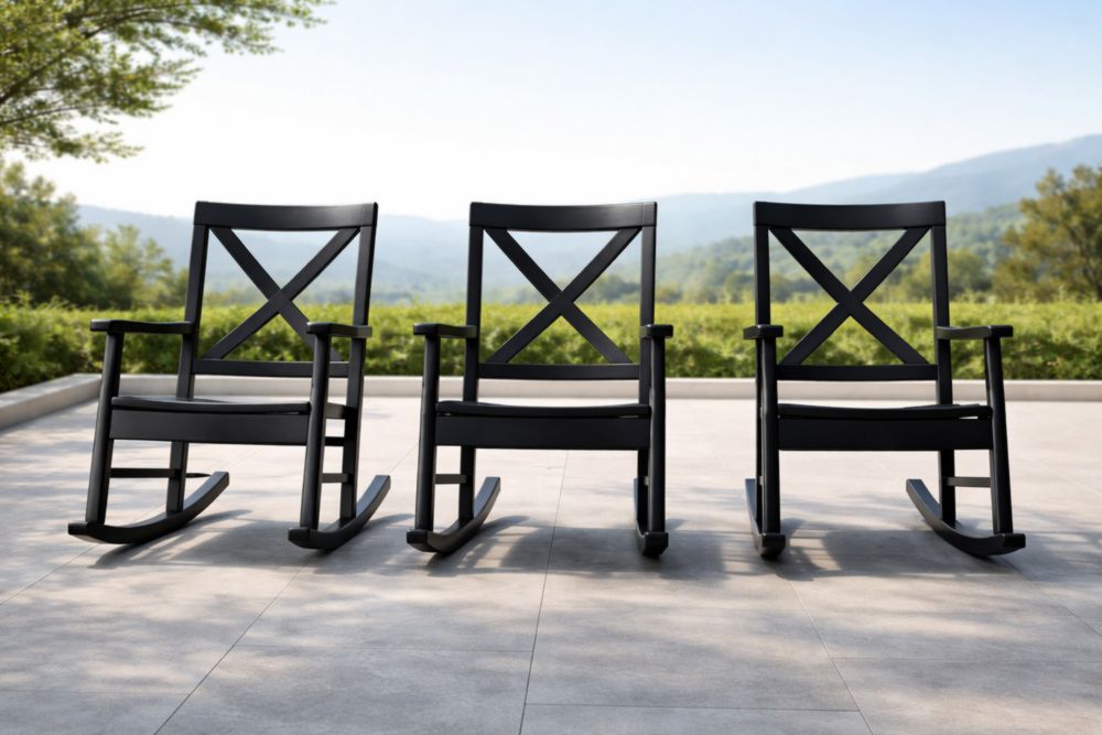 Ensemble de 3 chaises à bascule en plastique noir