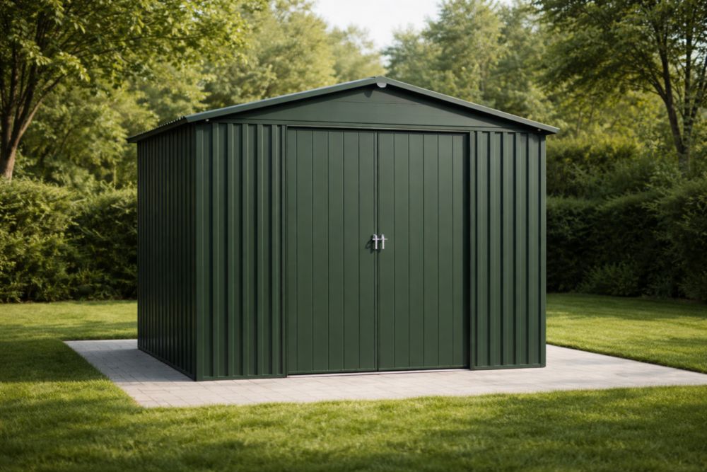 Abri de jardin en métal vert 3,5 m x 3 m x 2,5 m