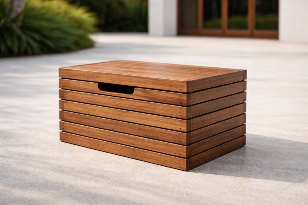 Coffre de rangement en bois d'acacia marron 80x40x45 cm