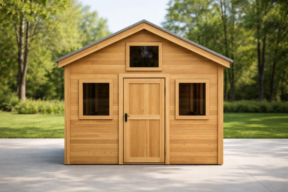 Abri de jardin en bois cèdre avec fenêtres en verre