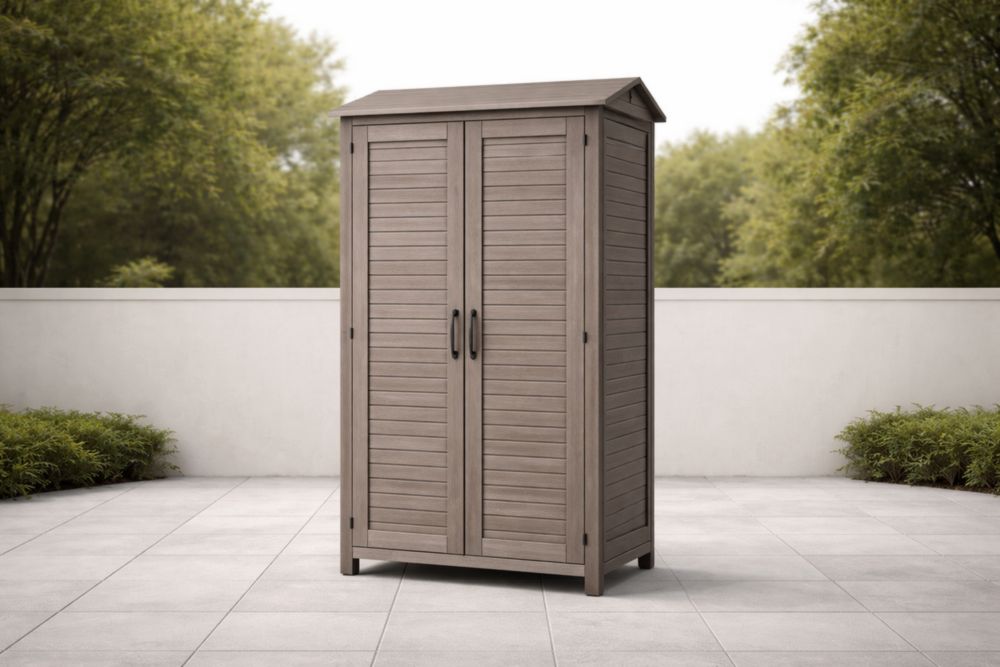 Armoire de Rangement Extérieur en Bois Massif Gris