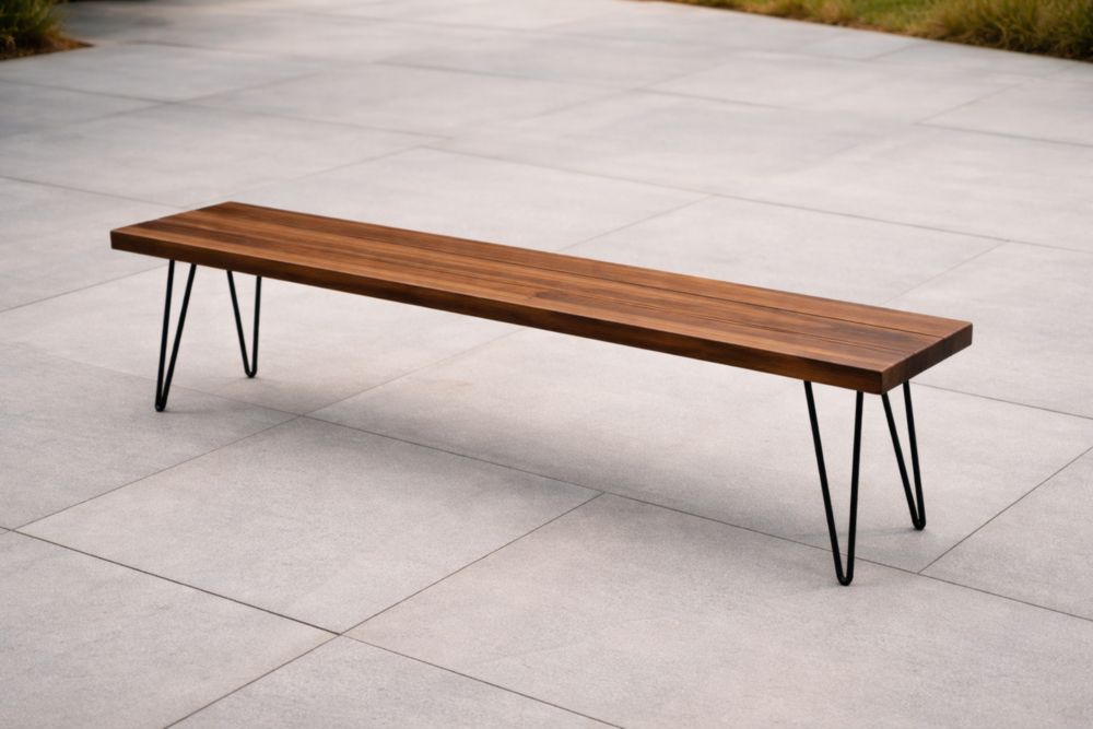 Banc en bois et métal Acacia/Noir