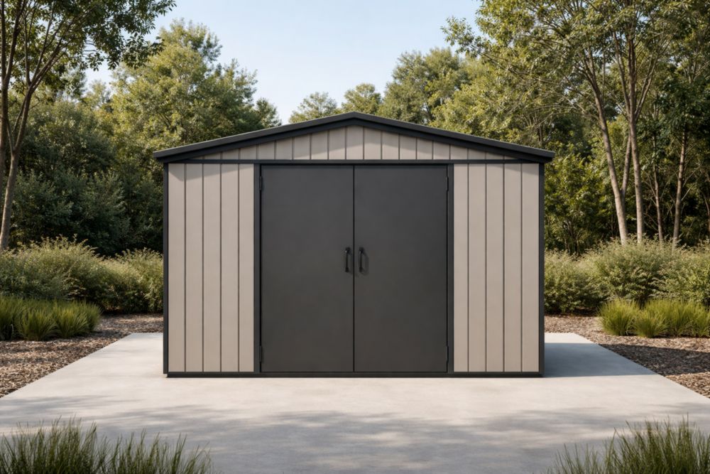 Abri de jardin en métal et polycarbonate gris 241x366×227 cm