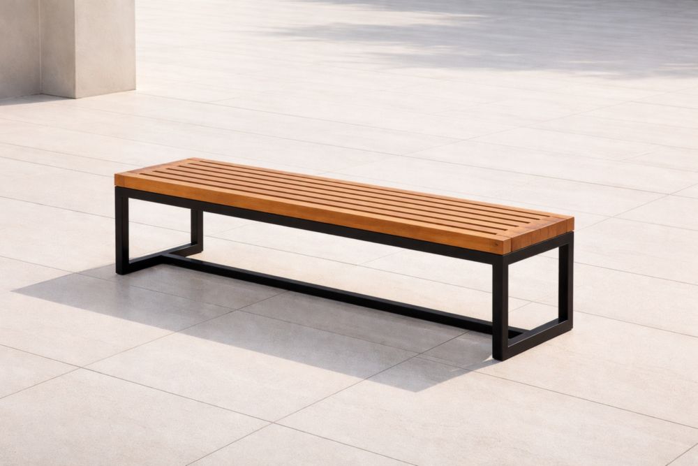 Banc extérieur rectangulaire bois acier