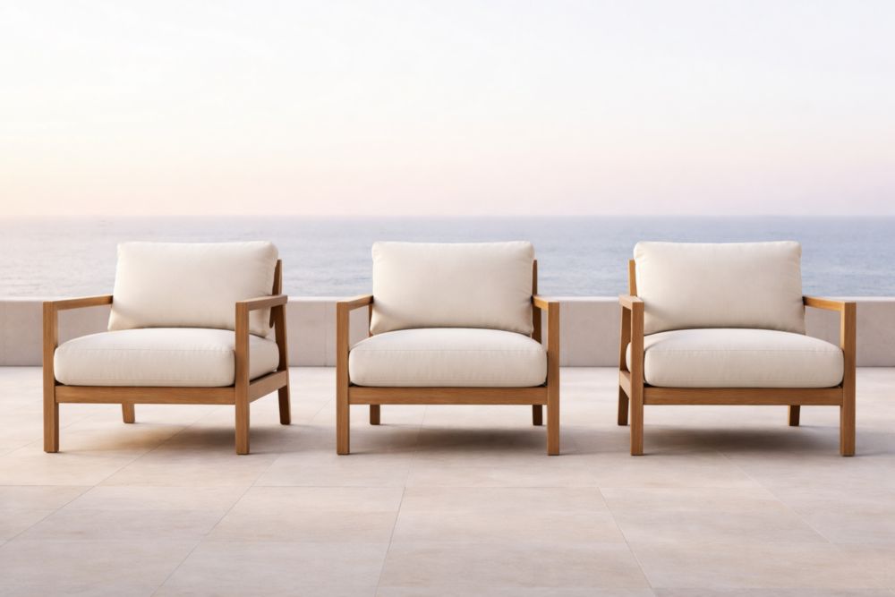 Ensemble de Fauteuils en Bois et Polyester Blanc