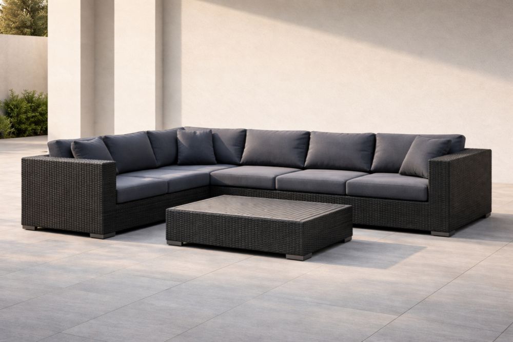 Ensemble de Canapé d'Angle en Résine Tressée Gris Anthracite