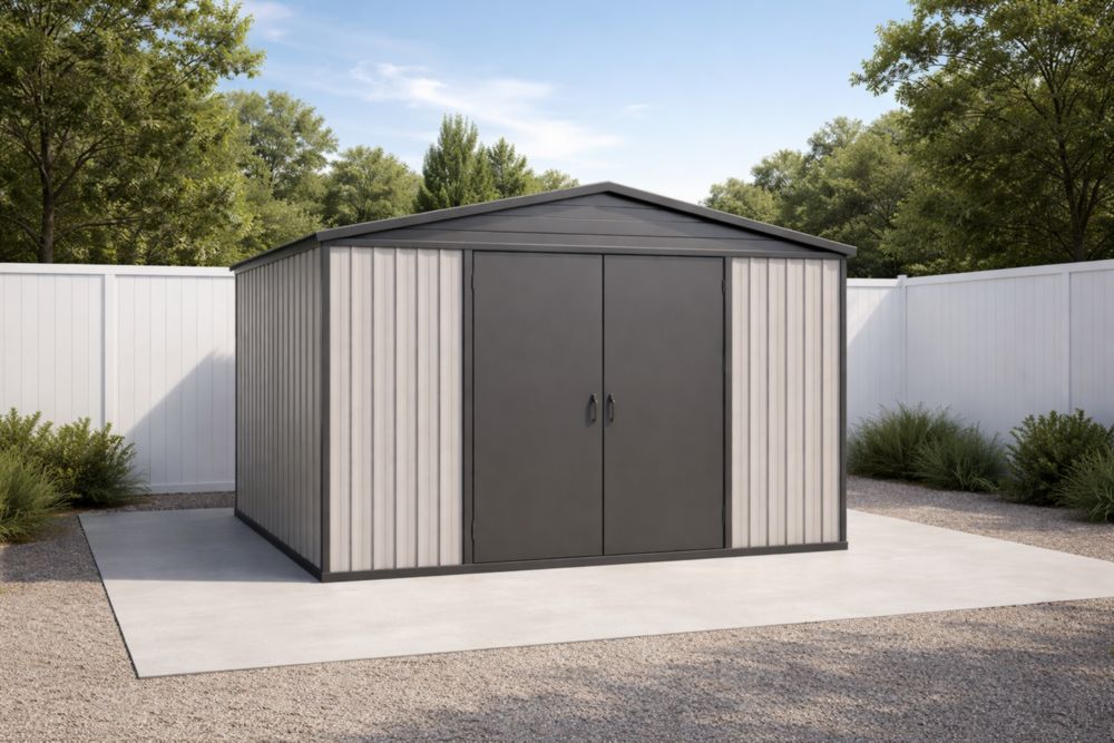 Abri de Jardin en Acier Galvanisé Gris Double Porte