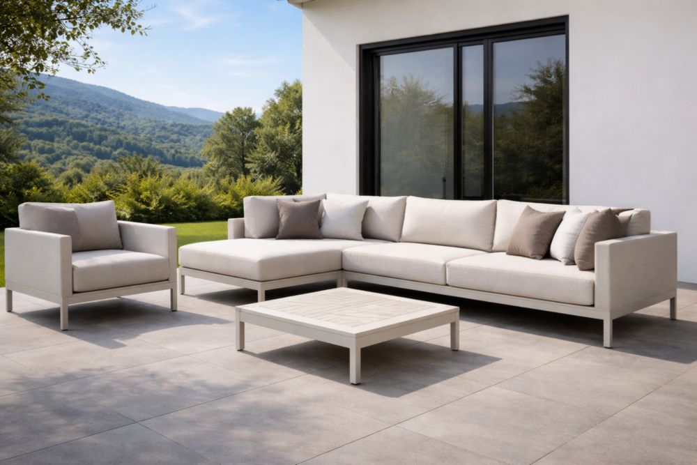 Canapé de Jardin en Aluminium avec Coussins Beige