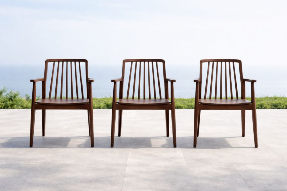 Lot de 3 Chaises d'Extérieur en Bois de Noyer Marron