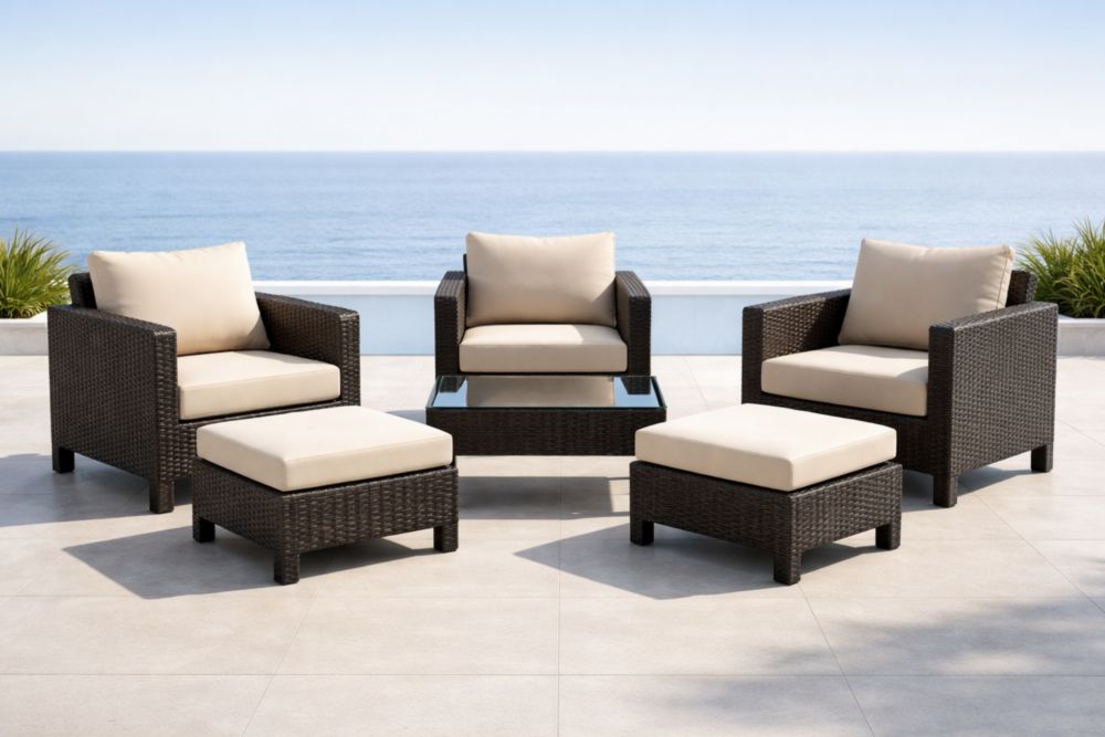 Ensemble de Jardin en Résine avec Table en Verre