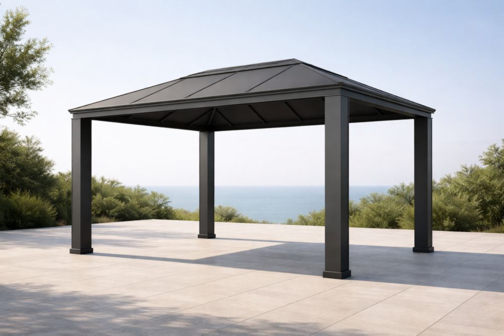 Pavillon en aluminium noir 4x3x3 m