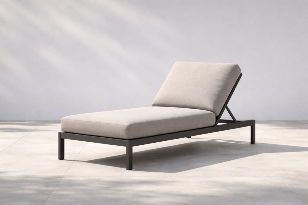 Chaise longue en aluminium avec coussins en polyester 200x65x30 cm