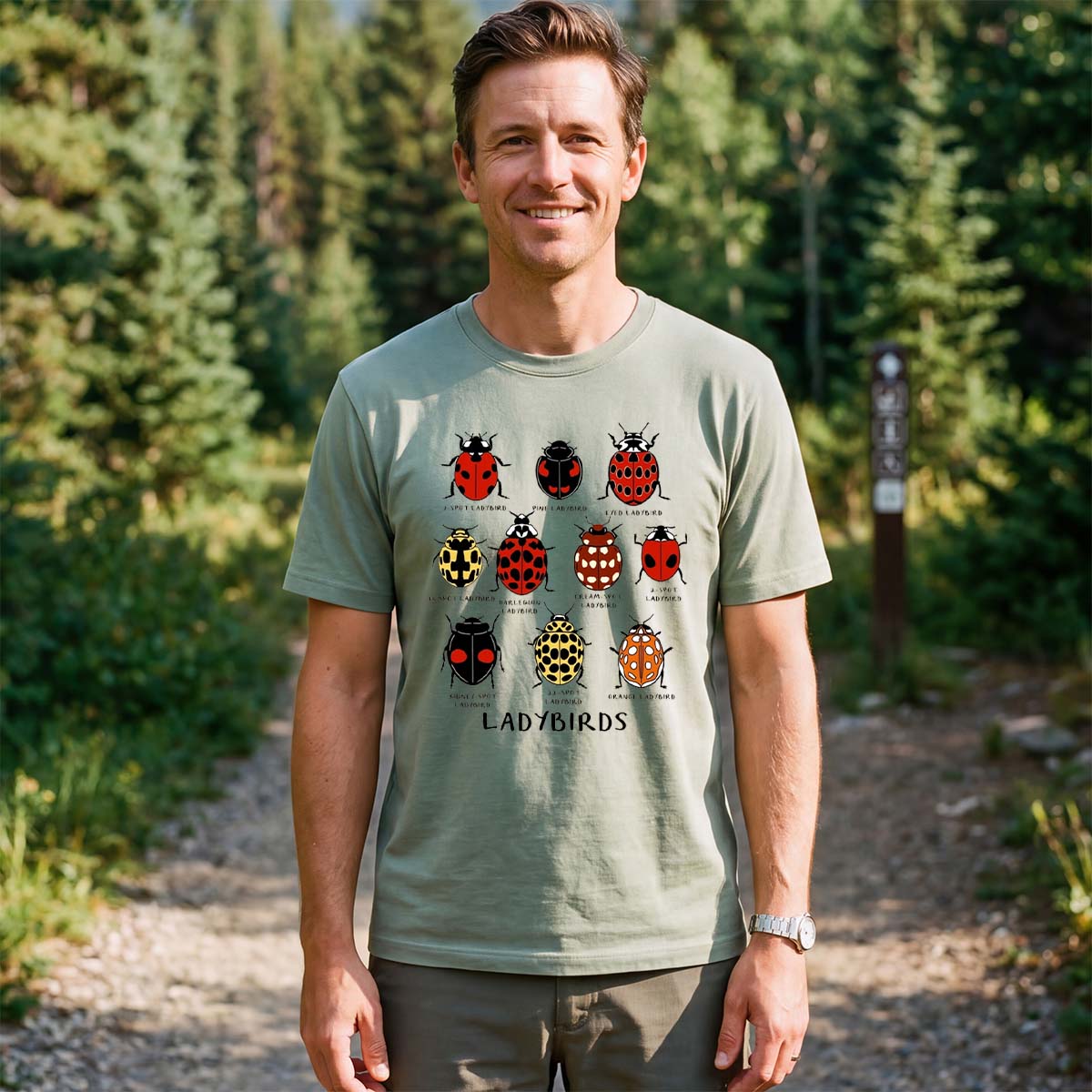 Ladybirds Species Illustration Nature‑Inspired Graphic T‑Shirt