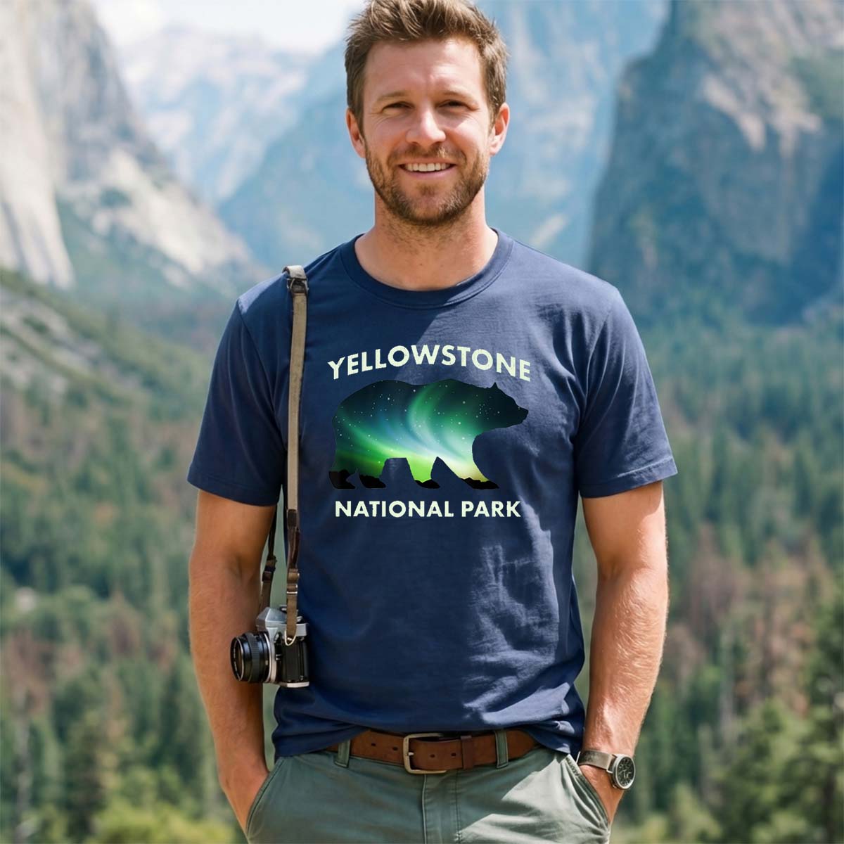 Yellowstone National Park Aurora Bear T-Shirt
