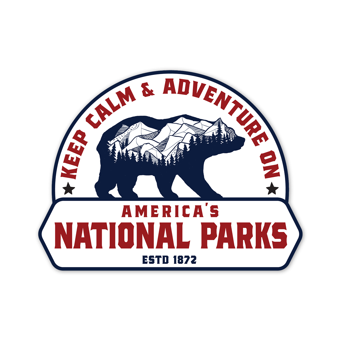 Keep Calm & Adventure On America's National Parks Sticker