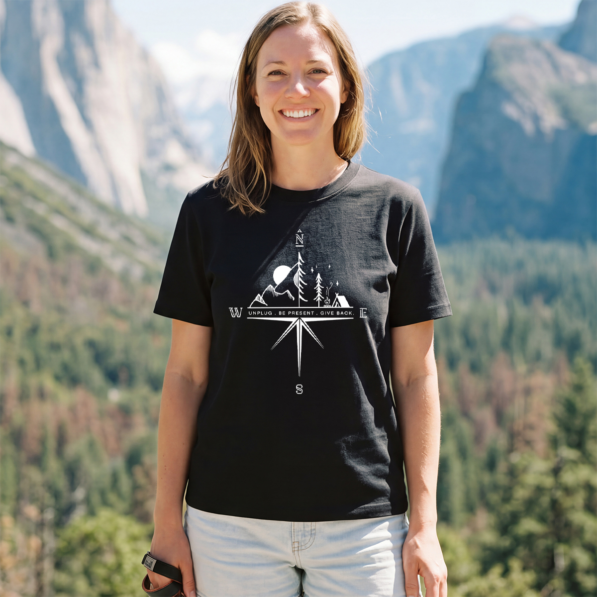 Compass Mountain Scene T‑Shirt