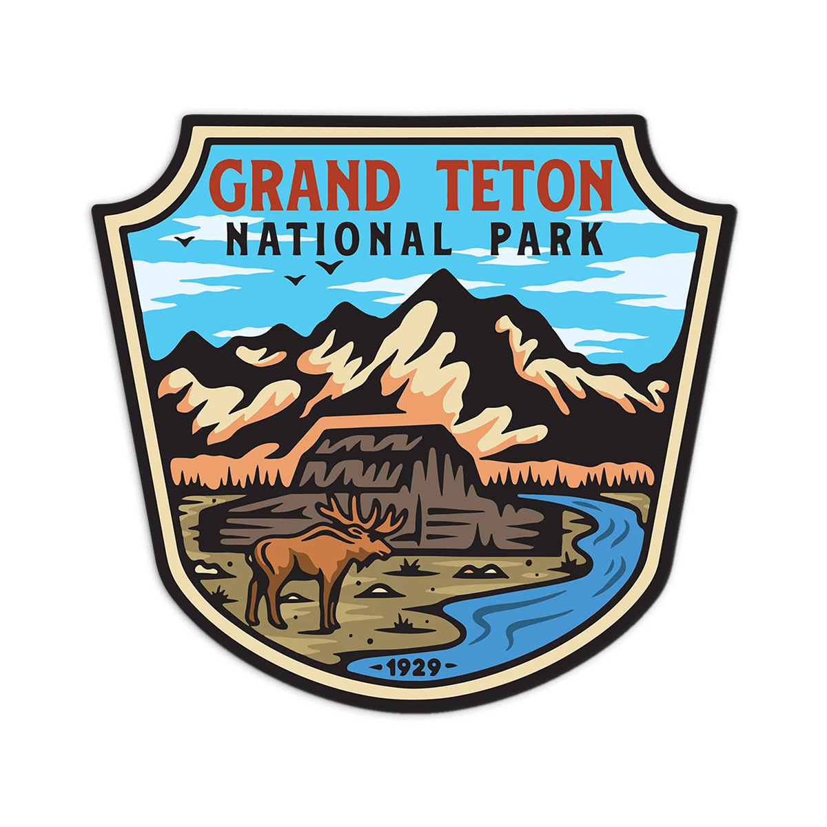 Grand Teton National Park Retro Sticker