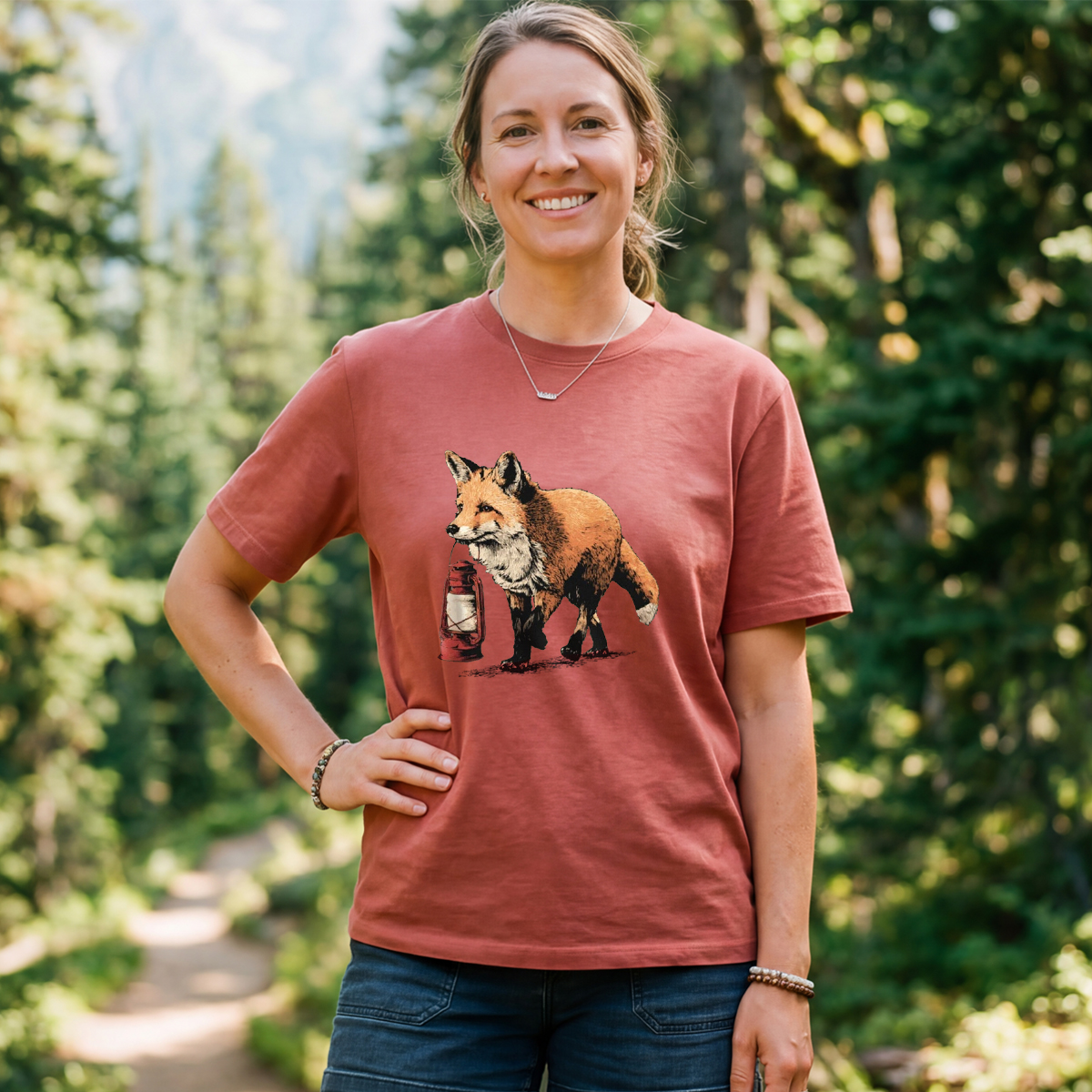 Red Fox Lantern Carrier T-Shirt