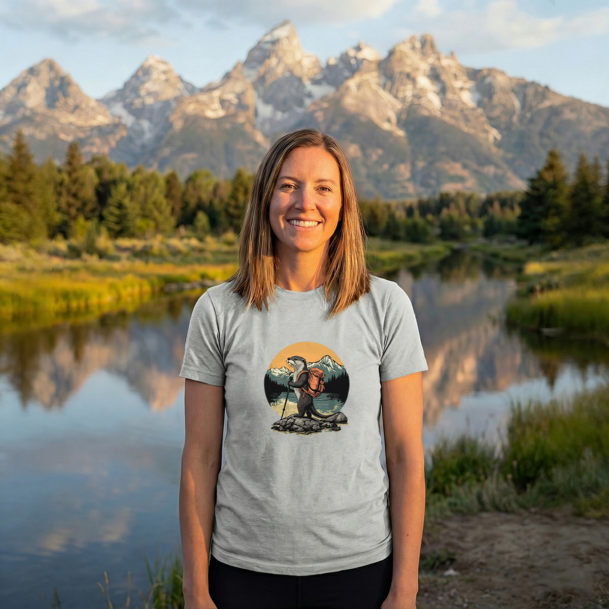 Otter On The River Backpacker T-Shirt