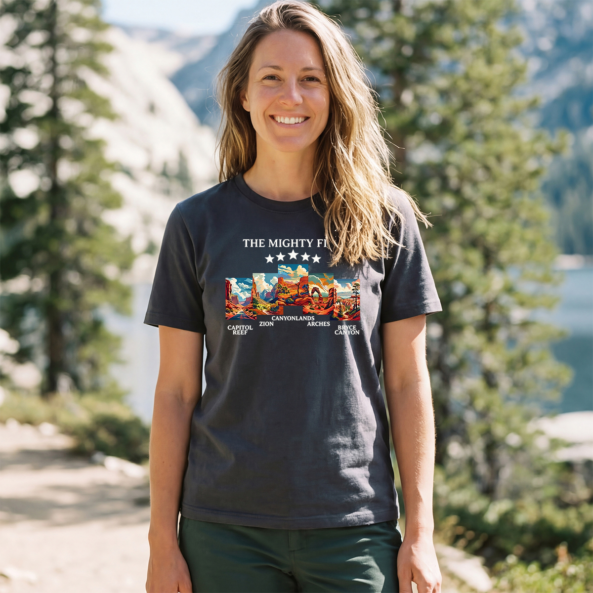 Vintage Moab Utah Souvenir Big 5 Mighty Five 1 National Park T-Shirt