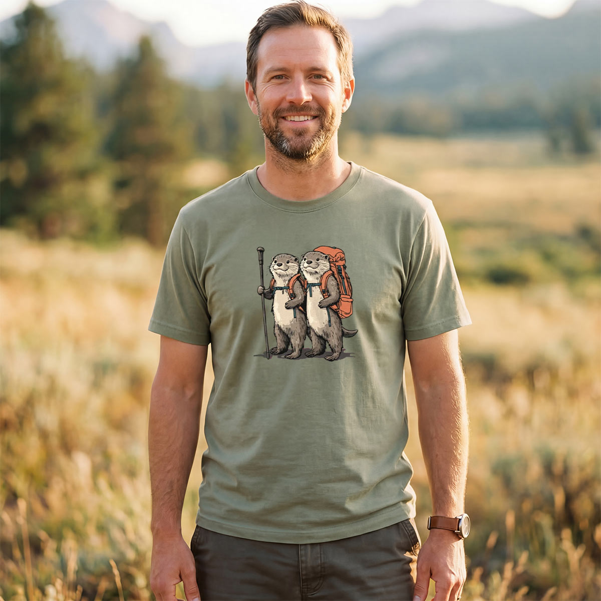 Otter Couple Backpacker T-Shirt