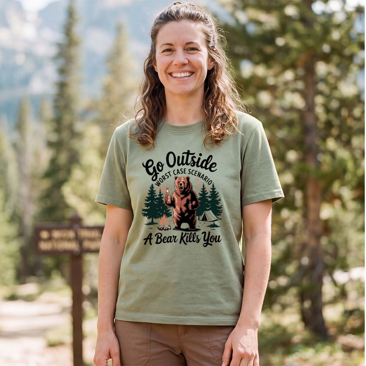 Go Outside Worst Case Scenario A Bear Kills You T-Shirt