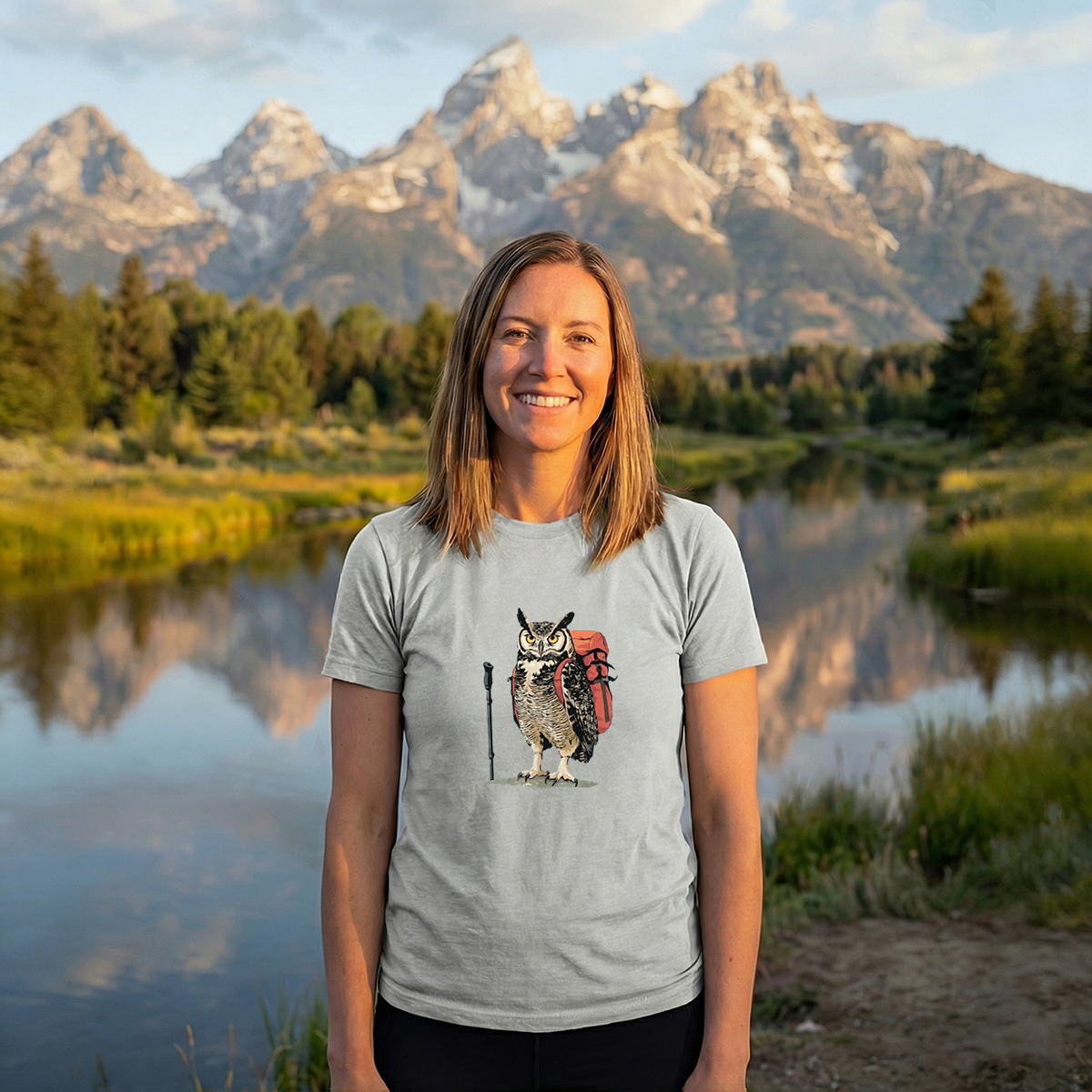 Great Horned Owl Backpacker T-Shirt