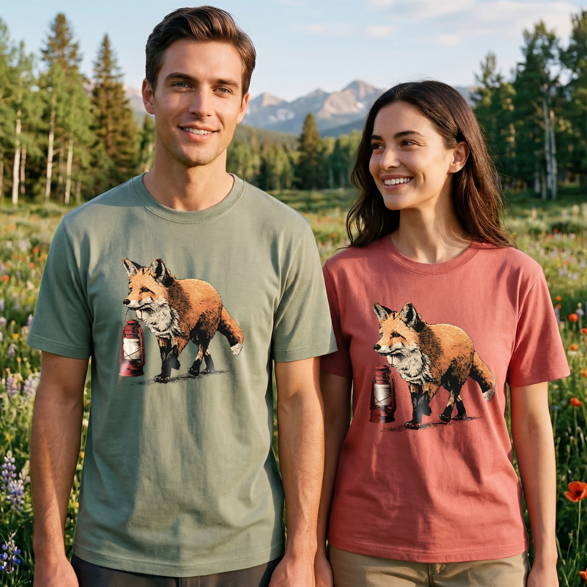 Red Fox Lantern Carrier T-Shirt
