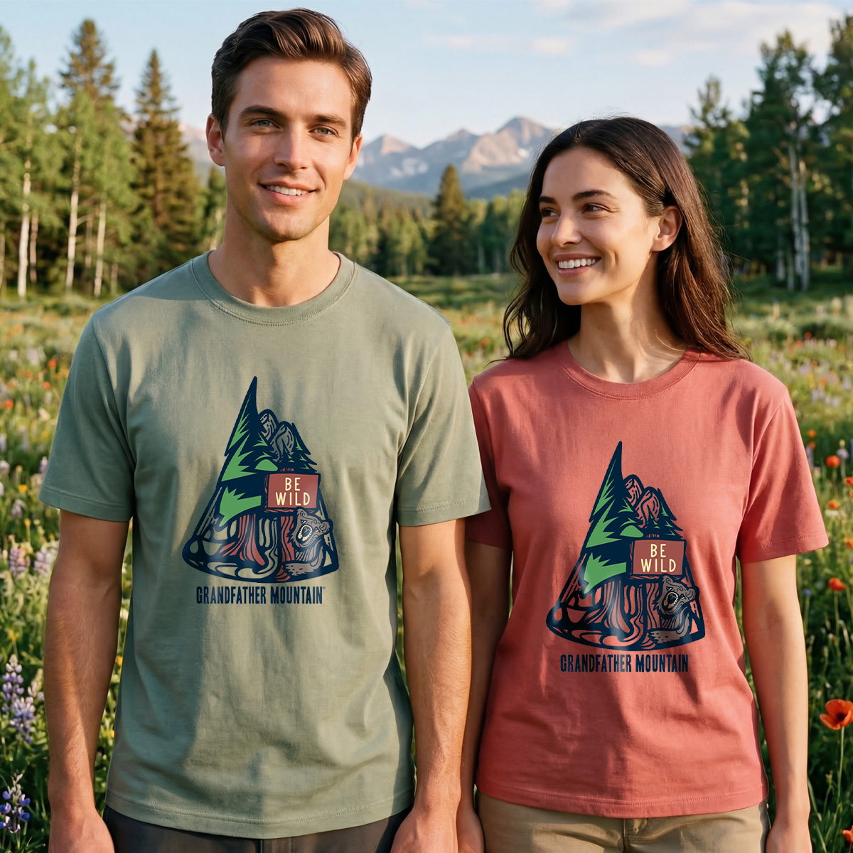 Bear and Trail Sign Tee Cotton Classic T-Shirt