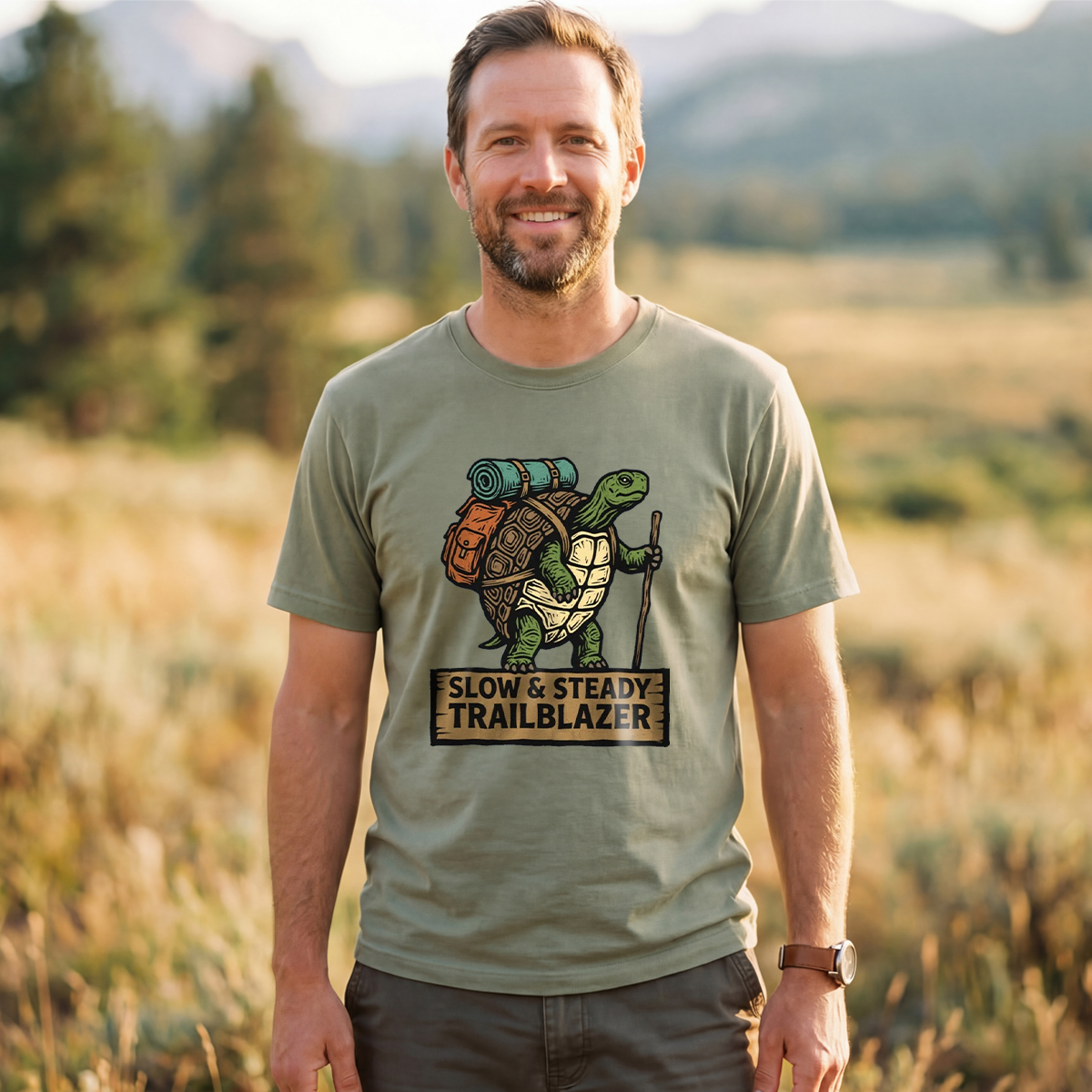 Slow Steady Trailblazer Tortoise Backpacker T-Shirt
