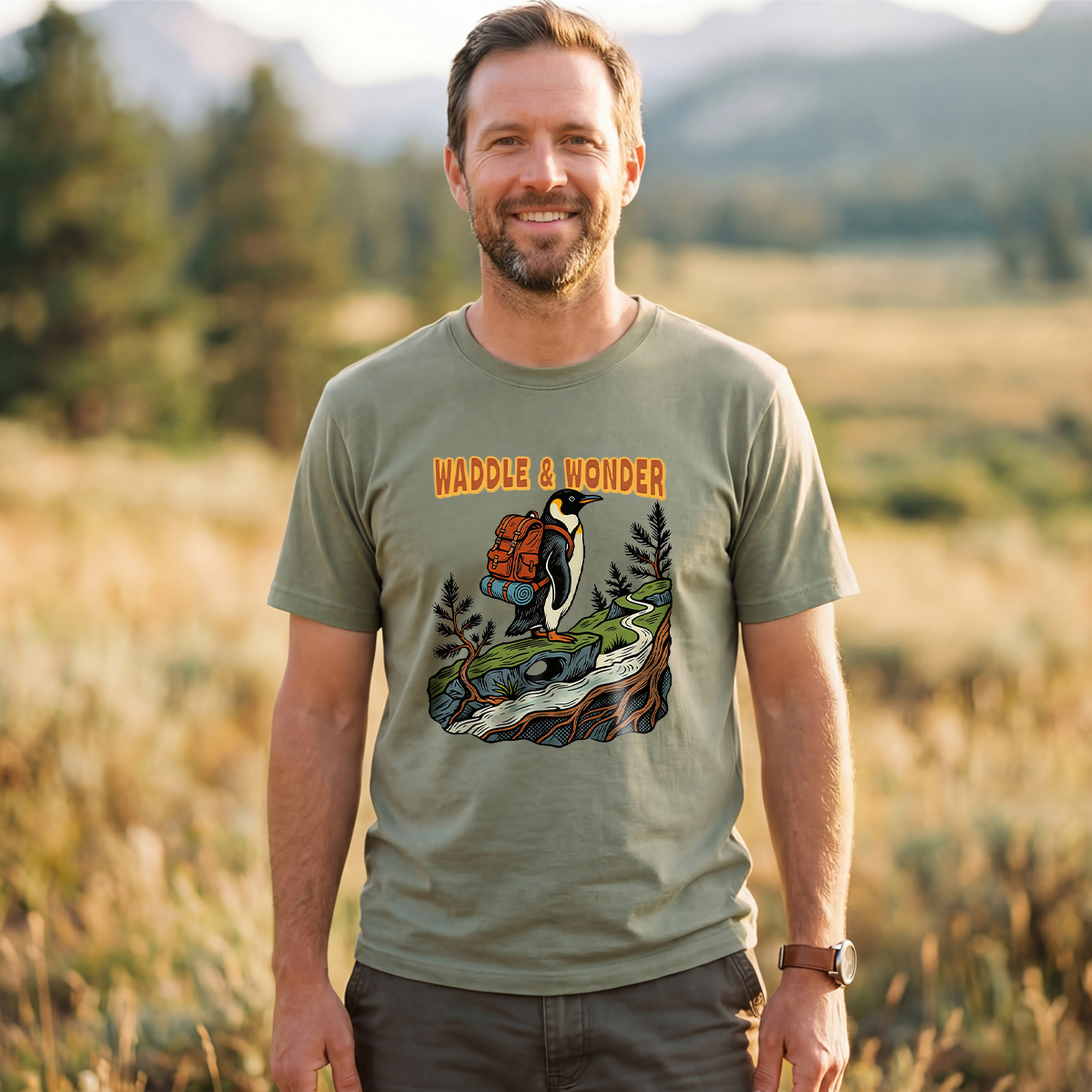 Waddle Wonder Penguin Backpacker T-Shirt