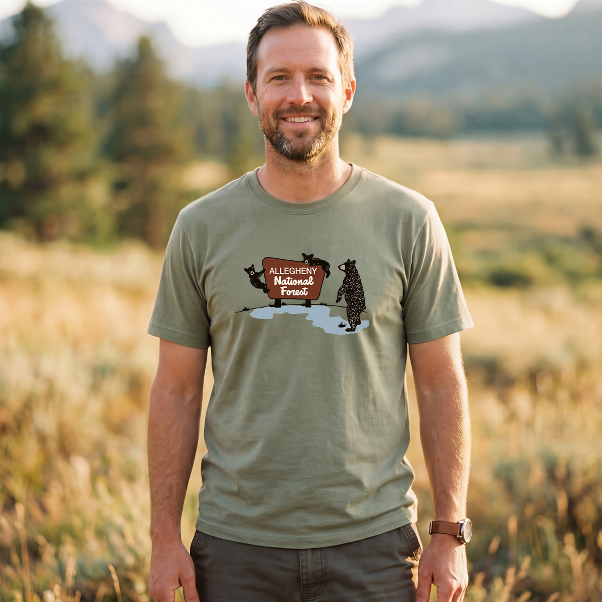 Park Sign Bears Tee Cotton Classic T-Shirt