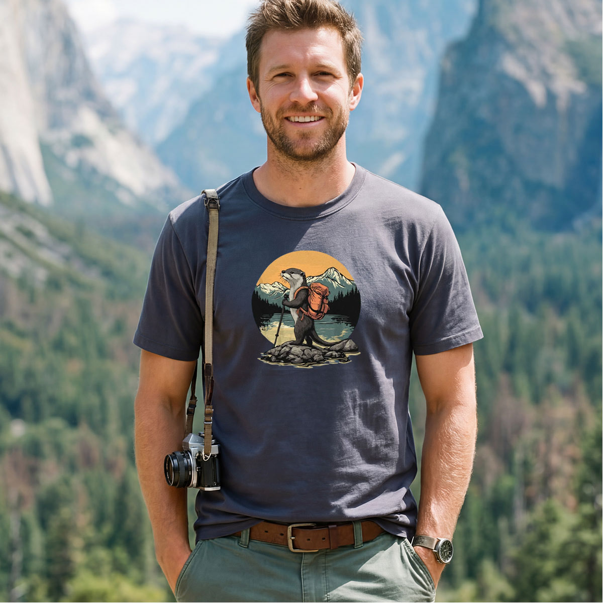 Otter On The River Backpacker T-Shirt
