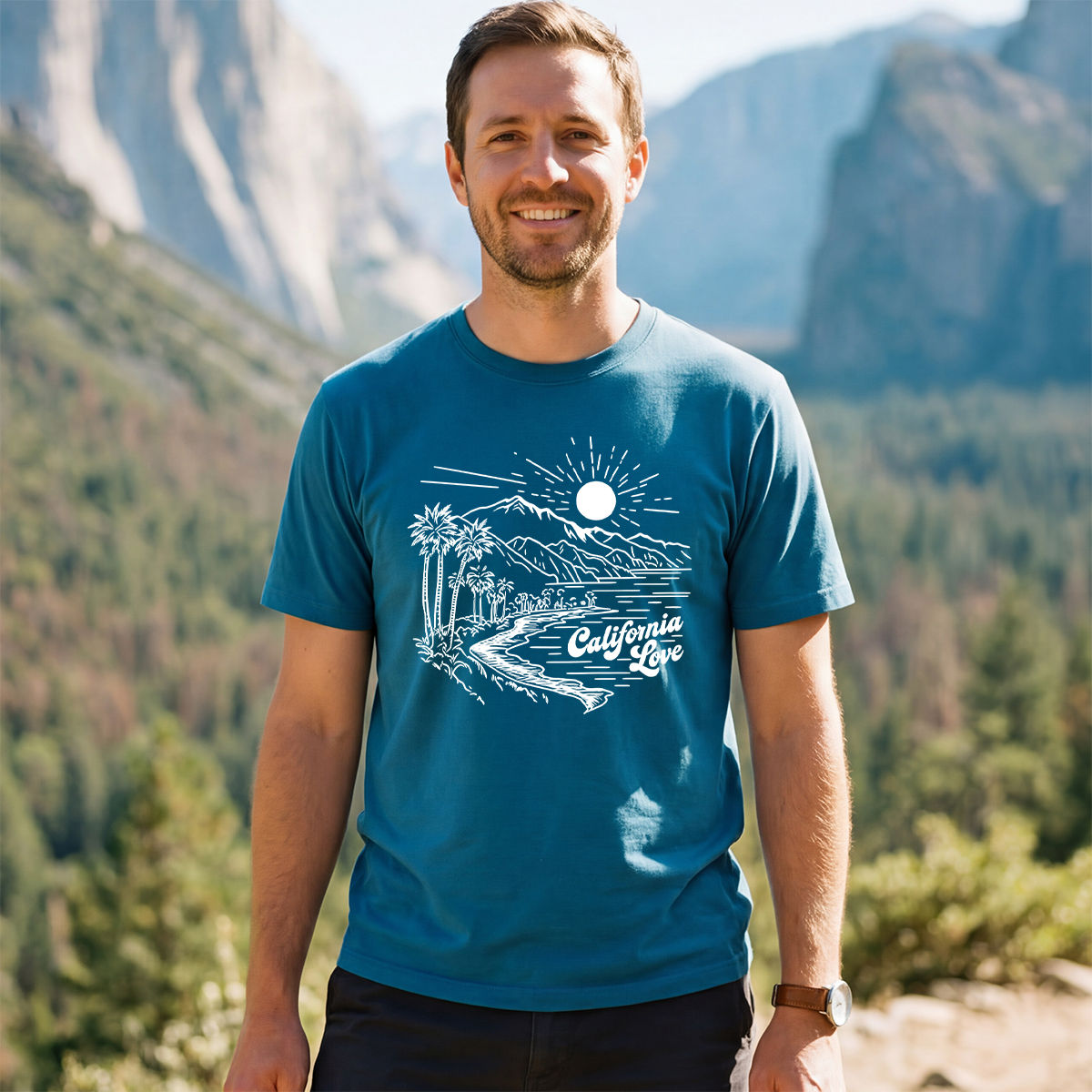California Love Coastal Sunset Beach Graphic T‑Shirt