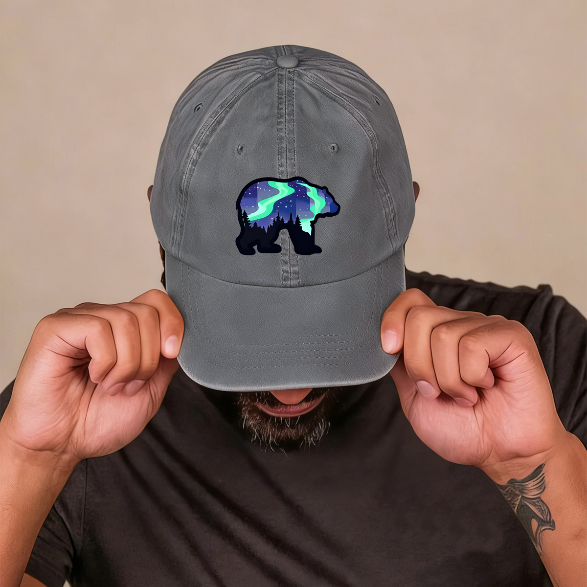 Northern Lights Grizzly Bear Hat