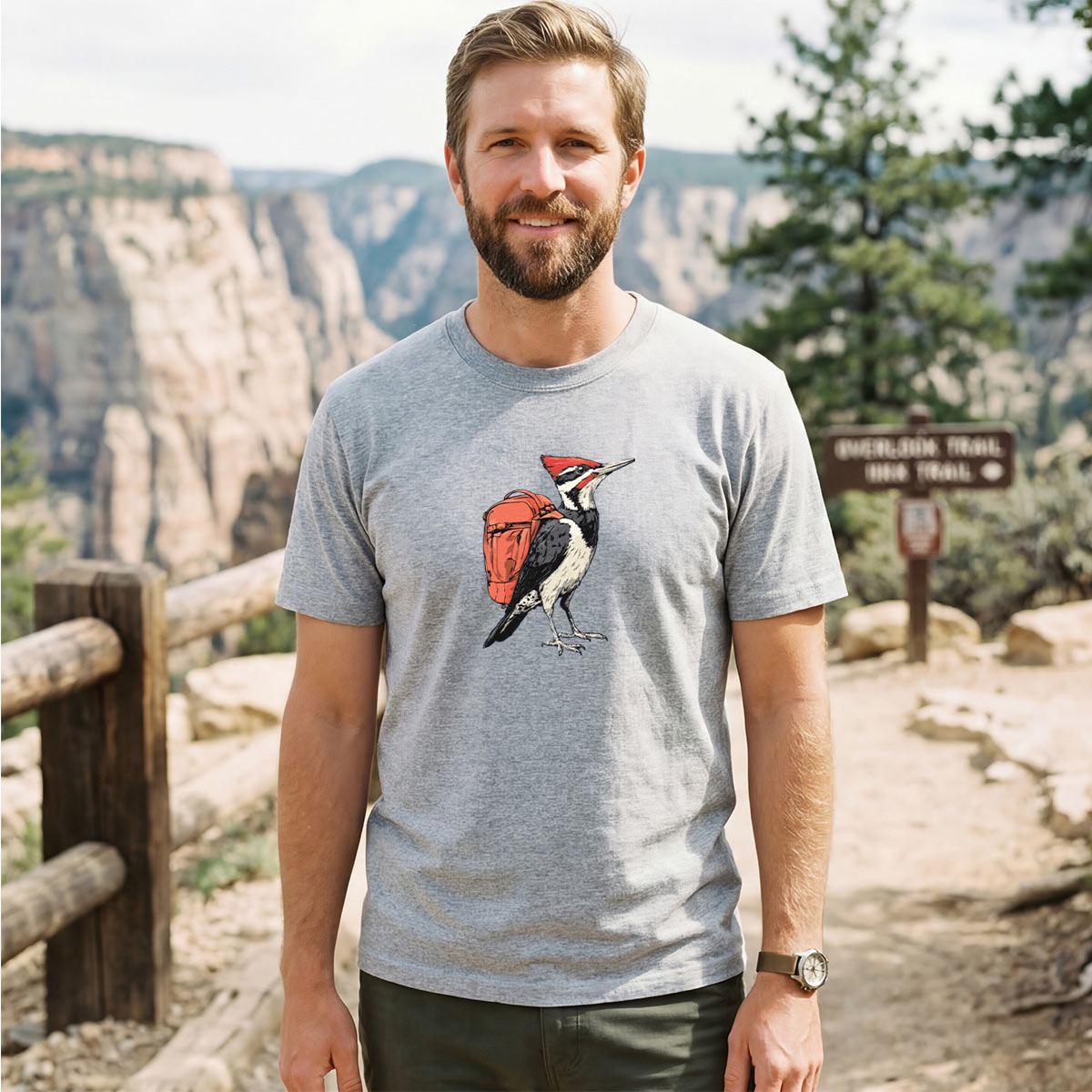 Pileated Woodpecker Backpacker T-Shirt