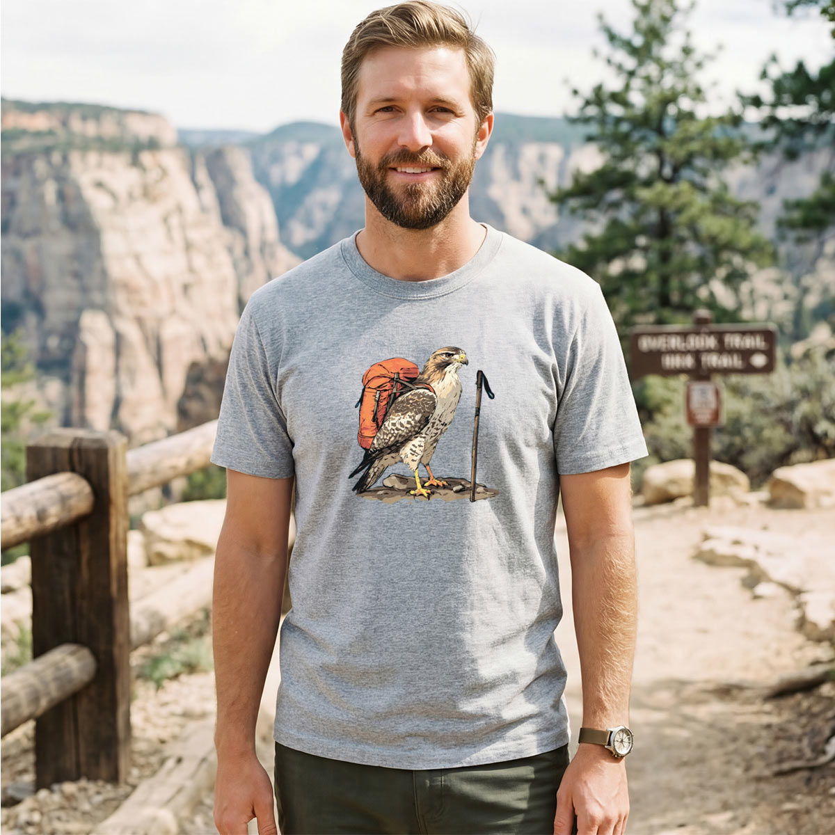 Alaskan Red-tailed Hawk Backpacker T-Shirt