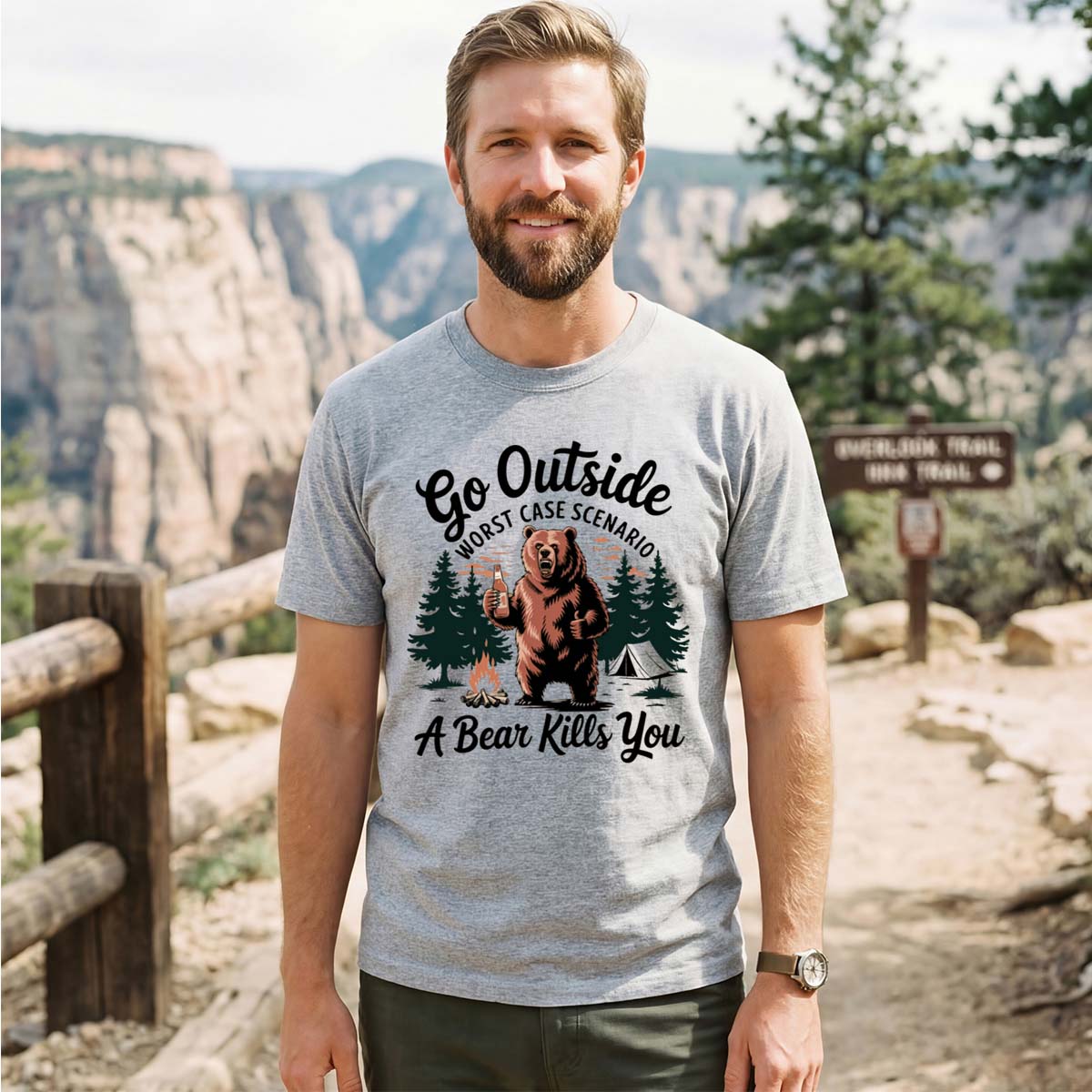 Go Outside Worst Case Scenario A Bear Kills You T-Shirt