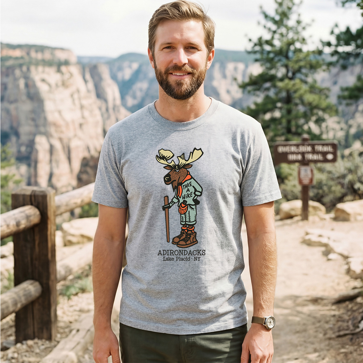 Hiking Moose Tee Cotton Classic T-Shirt