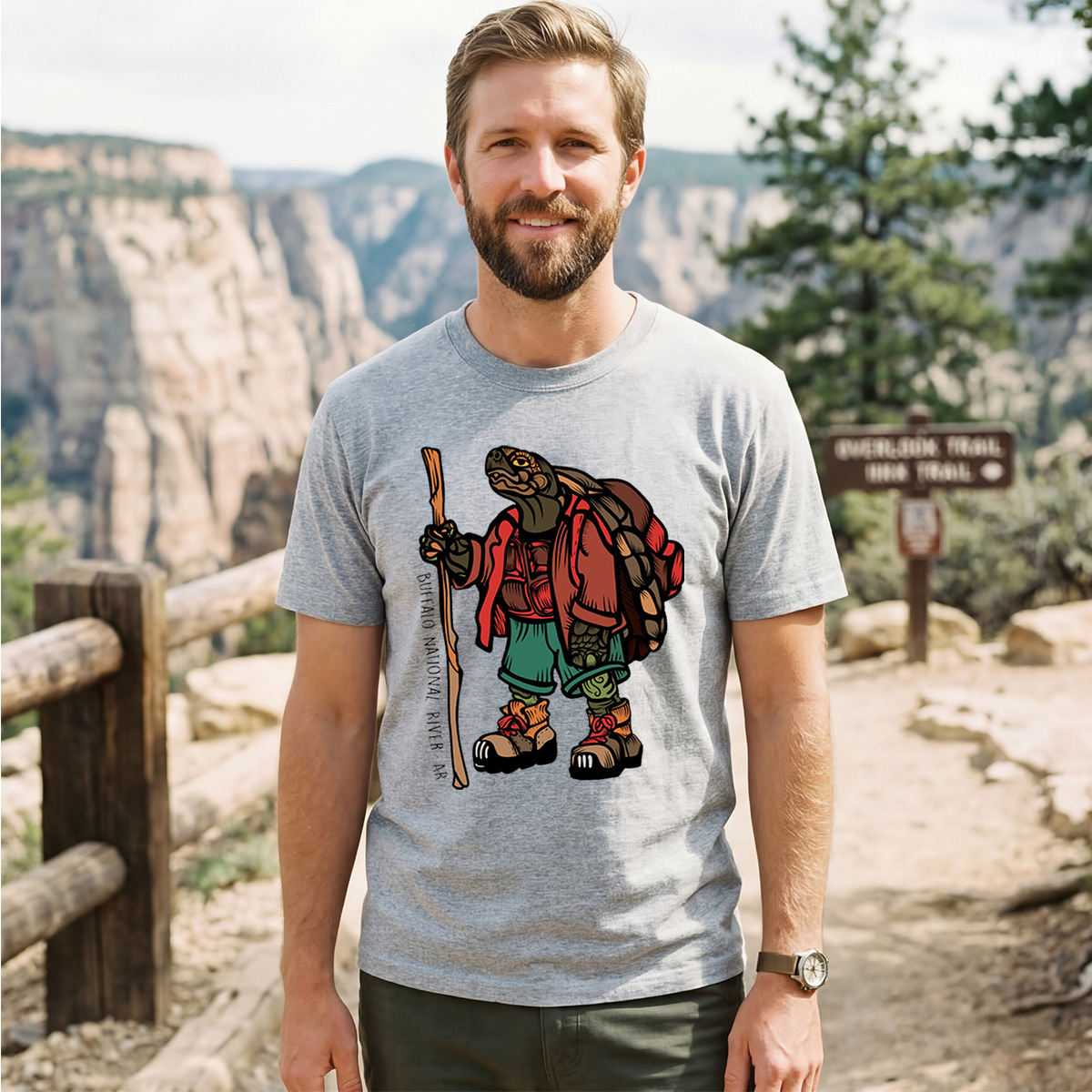 Turtle Hiker Tee Cotton Classic T-Shirt
