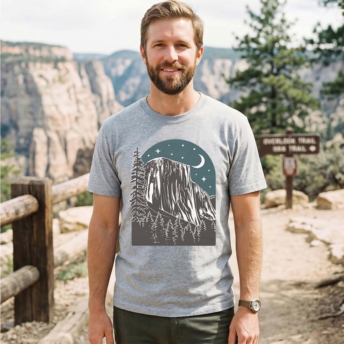 Yosemite at Night Tee Cotton Classic T-Shirt