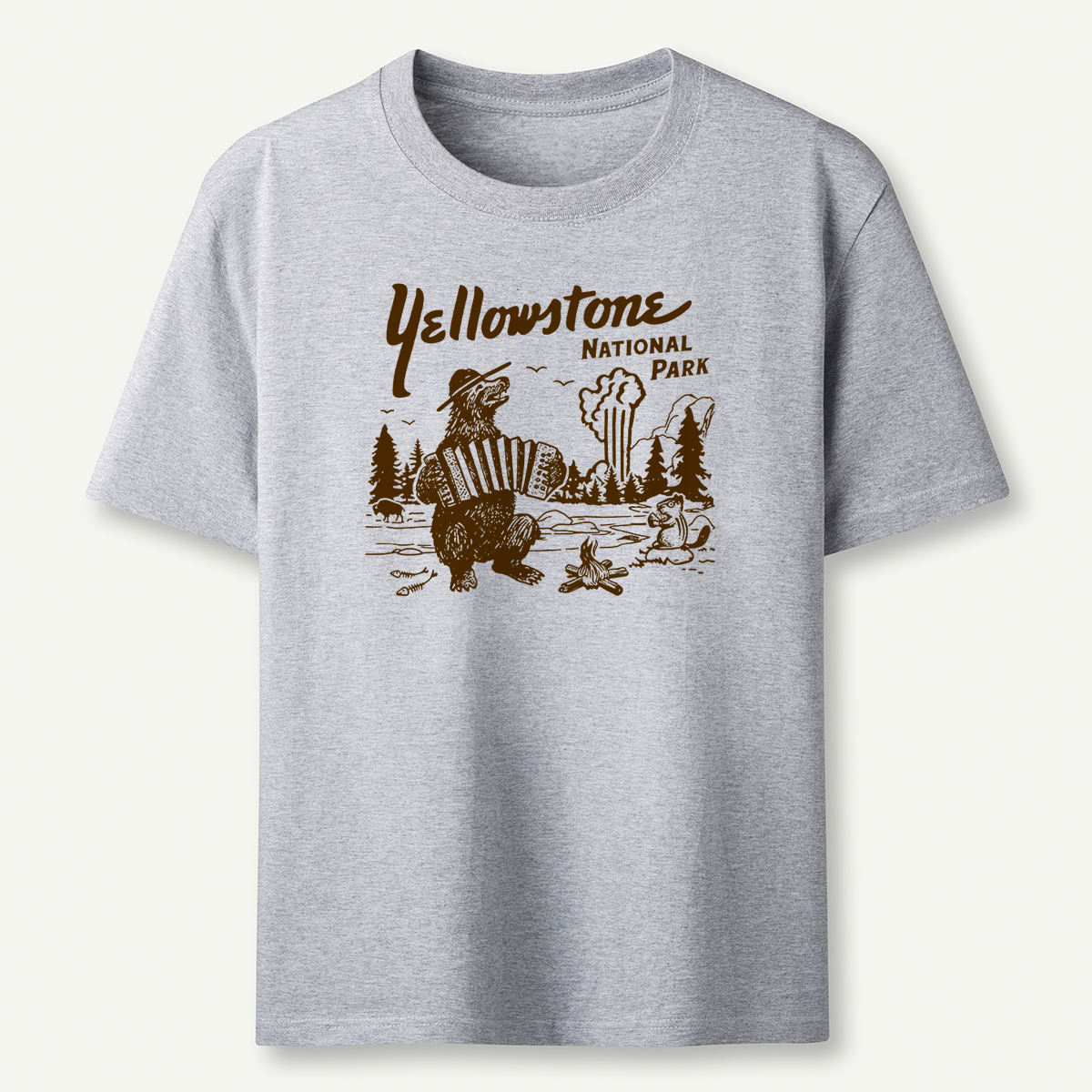 Yellowstone National Park Retro Bear Old Faithful Grand Canyon T-Shirt