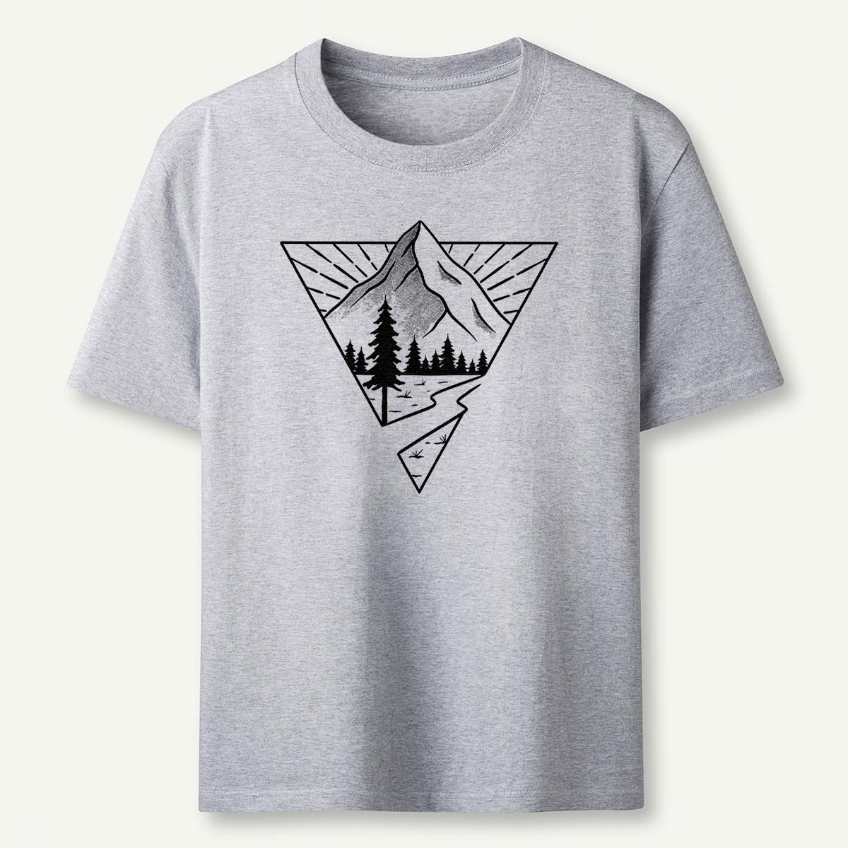 Minimalist Mountain Graphic Geometric Nature Line T-Shirt